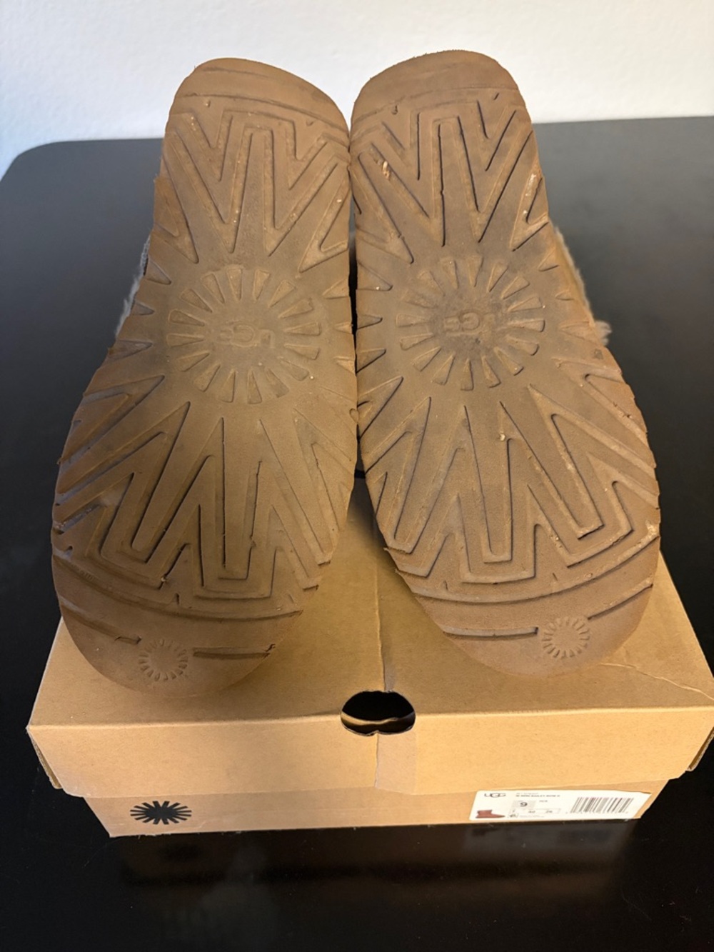 UGG Chestnut Suede Mini Boots with Back Mini Bailey Bow II - Picture 4 of 6